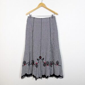 Vintage Alvina Gingham Embellished Maxi Skirt Women's Size M Whimsical Cottage